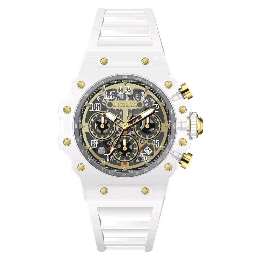 Invicta Racing Vaulthan 69689 Men’s Watch 44mm White Gold Skeleton Dial New